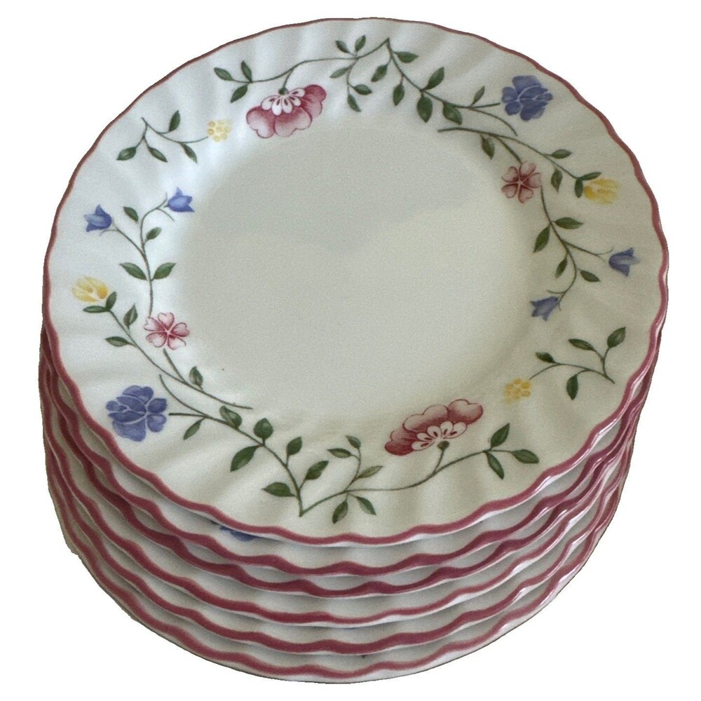 Vintage Summer Chintz Plates (6) England Johnson Brothers Dessert Bread & Butter